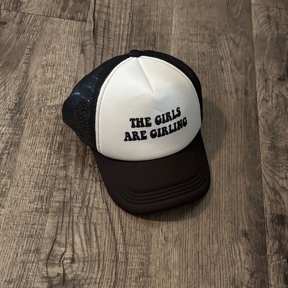 Trucker Hat with “THE GIRLS ARE GIRLING" - Black and White
